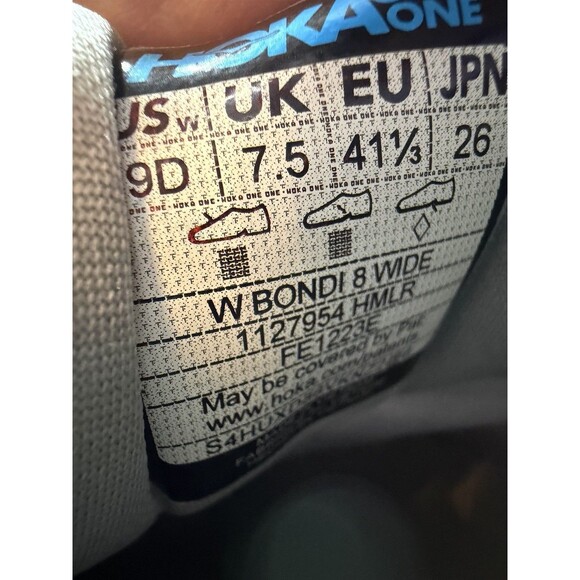 Hoka One One Bondi 8 Running Shoe Womens 9 Wide Sneaker 1127954 Gray Peach - Picture 10 of 14